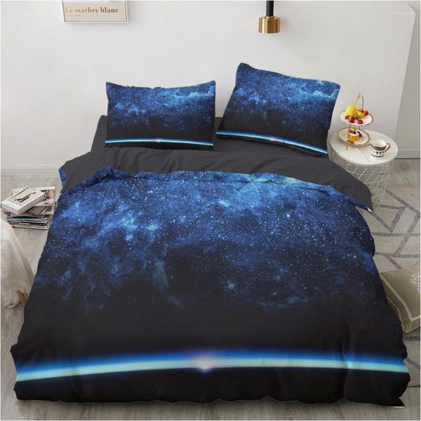 Juegos de cama Euro Family Juego de ropa de cama para el hogar Funda de manta 150 200 220 Tamaño 2 Sp Sheet 4pcs Galaxy Starry Sky