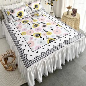 Beddengoed sets Europese stijl bedrok set 3 stks/set viscose filament plaat kussensloop mat zomer kanten kanten ruches huizenbloem koel