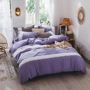 Juegos de cama Estilo europeo Juego de algodón de lujo Edredón Funda nórdica Sábana / Fundas de almohada de lino Línea de encaje Azul Blanco