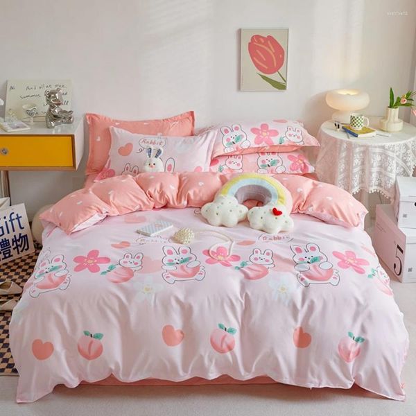 Juegos de ropa de cama Evich Campa de color rosa Claza de 3 piezas de tapa nórdica y funda de almohada Juego de dormitorio para niñas de alta calidad.