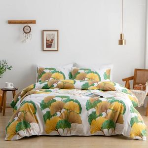 Ensembles de literie Evich Set d'oreiller et couvercle de courtepointe Golden Automne Feuilles motifs de haute qualité Four Seasons Bedroom Home Textile