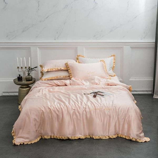 Ensembles de literie EVICH SILK LIGET ROSE COMFERTER COMFORTER SIMPLE POUR LA COUPE DE COUPE DE CHAUDS DE CHAUDS PRINTEMPS ET Été