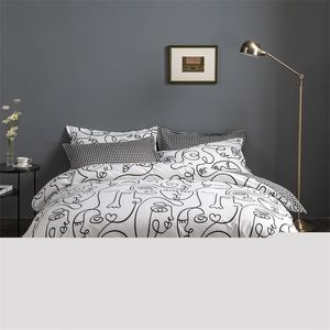 Ensembles de literie Evich Simple Modern Abstract Black Lines Ensembles de qualité supérieure Single Twin Full Queen Size Sheet Taie d'oreiller Home Textile 221116