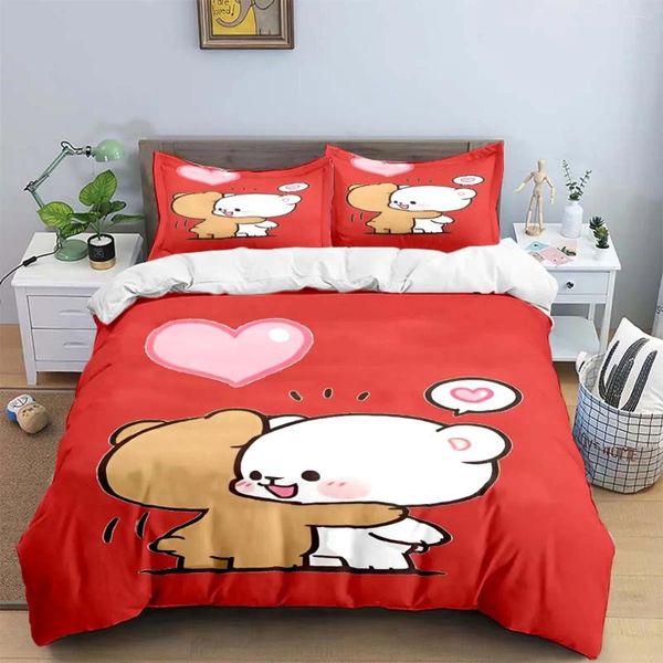 Conjuntos de ropa de cama Exquisito dibujo animado B-bubu Wallpaper Anime Conjunto de impresión digital Funda nórdica Edredón Cama Juventud Niños Niña Niños Regalo