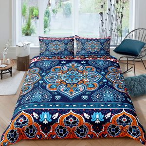 Ensembles de literie Fanaijia Bohème Fleur 3D Imprimer Ensembles de Literie De Luxe Mandala Couette Housse de Couette Taie D'oreiller Lignes Géométriques Reine King Size 230614