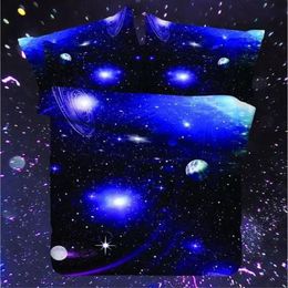 Beddengoed Sets Fantasy Hipster Galaxy Set Universe Outer Space Themed Print Bed Linnen Dekbedovertrek Flast Plaat Kussensloop