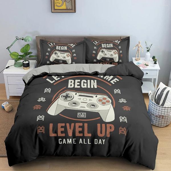 Conjuntos de ropa de cama Juego de moda 3D Set Gamer Gamepad Patrón de patrón nórdico Cubierta de almohada de almohada para adultos Lino de cama de dibujos animados 2/3pcs