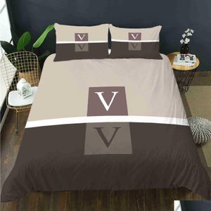 Beddengoedsets Mode Kingsize Designer Beddengoed Ers Stuks Letter Gedrukt Silk289S Drop Levering Huis Tuin Textielbenodigdheden Dhwe2