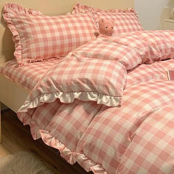 Sets de cama de moda Juego de red de la cama Linda princesa AB AB Doble Ruffle Flower Counta Cubos de almohada