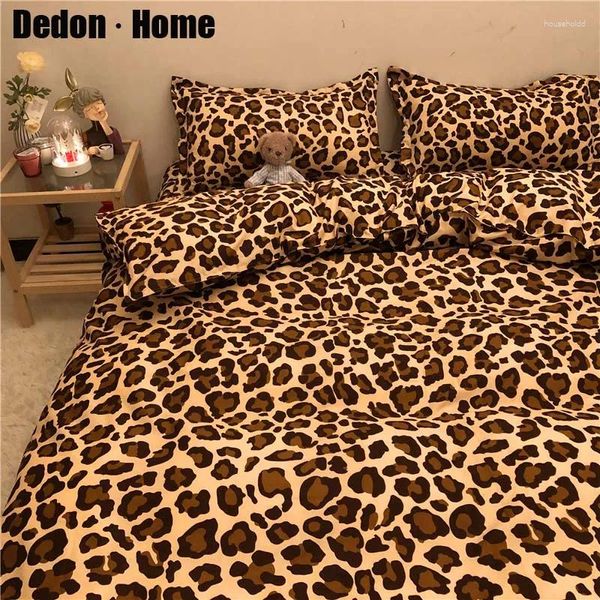 Conjuntos de ropa de cama con estampado de leopardo, funda nórdica, ropa de cama, funda de almohada, 3/4 Uds., tamaño doble reina rey, Textiles para el hogar