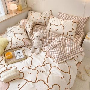 Beddengoed sets mode set cartoon geprinte dekbedovertrek plat laken voor kinderen kind zacht comfort bed beddengoed slaapkamer slaapkamer huis textiel