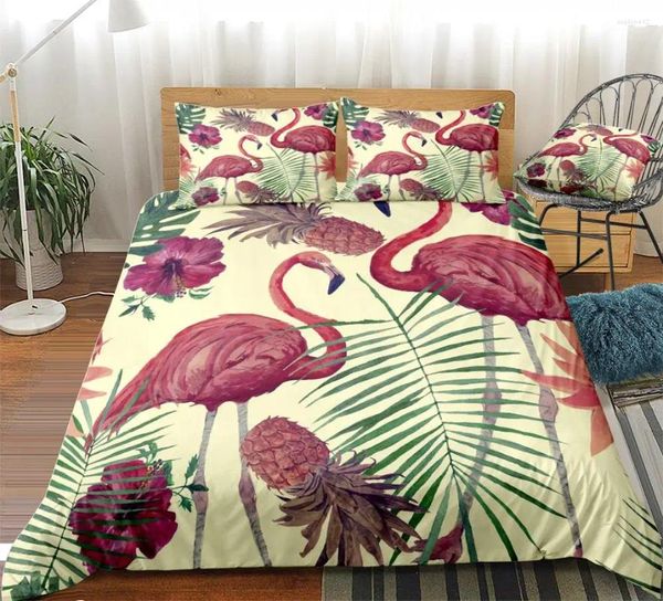 Ensembles de literie Flamingo Set Tropic Pineapple Couvrette des lits de fruits de la maison Microfibre pour enfants