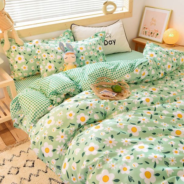 Juegos de ropa de cama Juego de ropa de cama floral con tapa de edredón Hoja plana con cubiertas