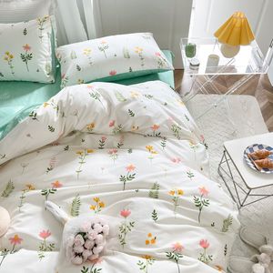 Ensembles de literie Literie en pur coton imprimé floral Queen haute qualité douce pour la peau ensemble de housse de couette King Size confortable 100% coton ensembles de literie 230506