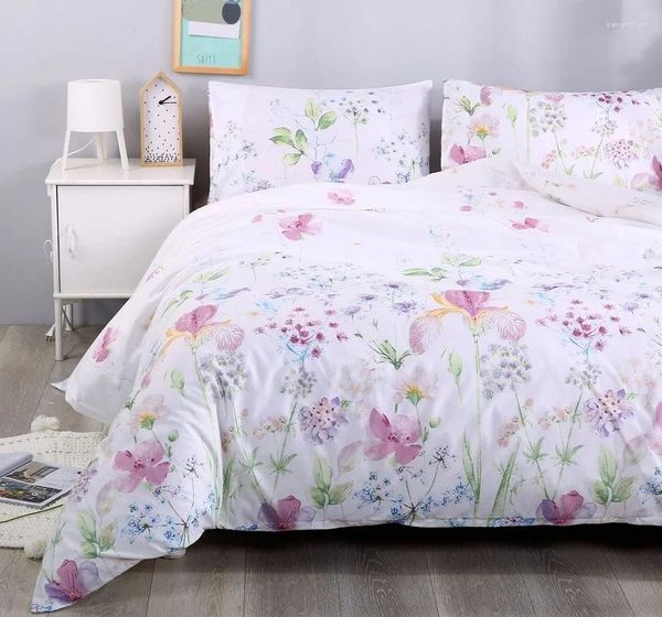 Ensemble de literie Ensemble floral Couvercle de couette moderne classique et taie d'oreiller style concise lit textile pas de feuilles