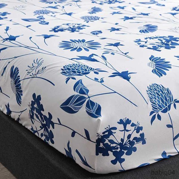 Juegos de ropa de cama Juego de sábanas de flores con estuche para cama doble Sábana ajustable con banda elástica Funda de colchón Twin/Queen/King 180x200cm