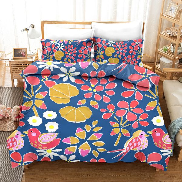 Ensembles de literie Ensemble de papillons de fleurs Couette de luxe Housses de couette Taies d'oreiller Ensembles 3D Linge de lit Coloré Textile de maison 230919