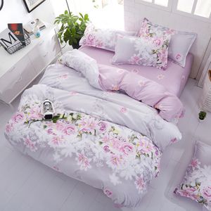 Ensembles de literie Fleur Couette Ensemble Simple Rose Linge De Lit Doublures Reine Housse De Couette Feuille Et Taie D'oreiller King Size Pour Les Filles 230727