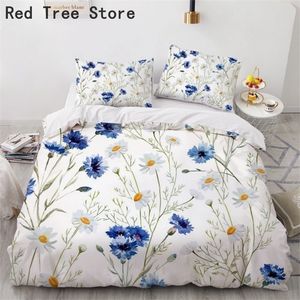 Ensembles de literie Fleur Design 3D linge de lit blanc housse de couette ensembles housses de couette florale taie d'oreiller roi reine double literie nordique 230921