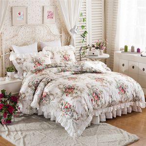 Beddengoed sets Bloemen Print Ruffle Dekbedovertrek Set 100 Katoen Dekbed Dekbed Kussenslopen Prinses Beddengoed Huishoudtextiel 230717