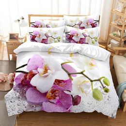 Ensembles de literie Ensemble de fleurs Housse de couette 3d Impression numérique Linge de lit Queen Size Design de mode Polychromatique 221208