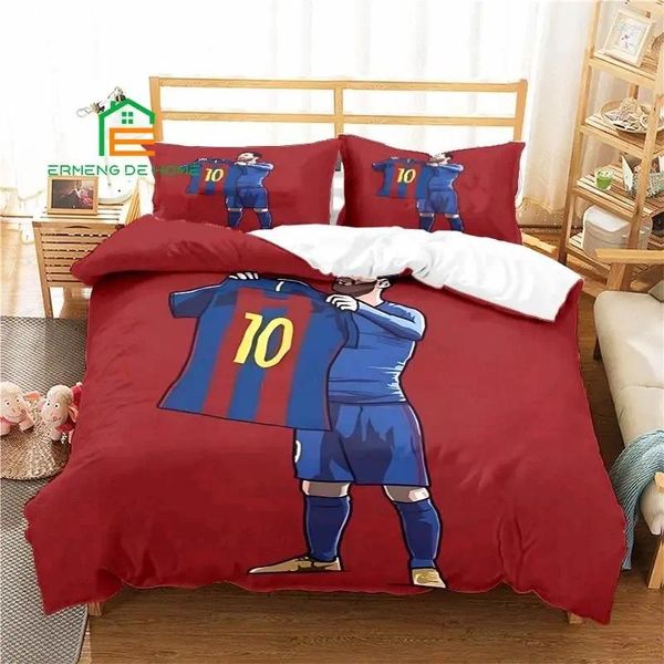 Ensembles de literie Football Sport Motif Housse de couette Ensemble Footballstar pour Aldult Enfants Lit Jeu Couette Couette