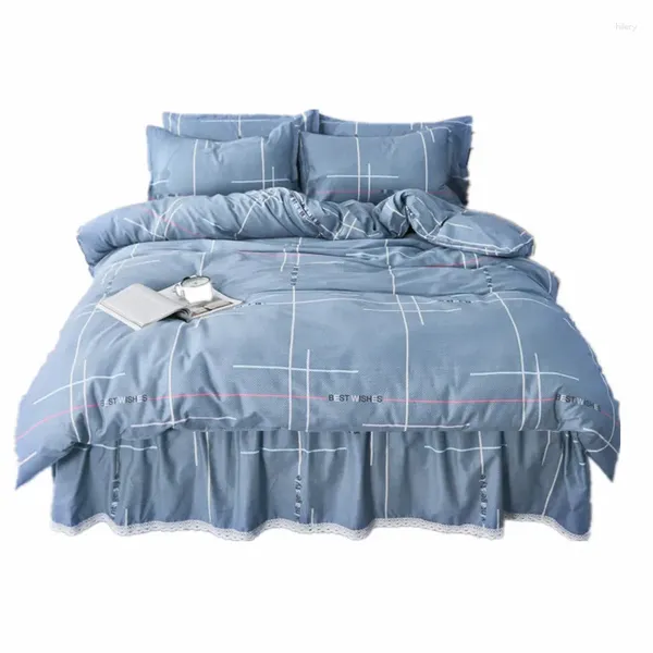 Ensemble de lit de coton quatre pièces avec lits de lits de lits de lits de style comprimé