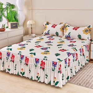 Ensembles de literie Four Seasons Universal Warm Flower Print Pattern Drap de lit Jupe Une pièce Couverture Oreiller Literie 230626