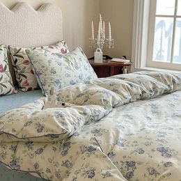 Juegos de cama de ropa de cama sábanas de cubierta de edredón de estampado floral francés con cubiertas de almohadillas