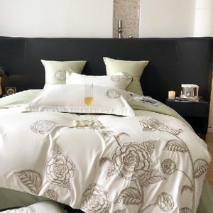 Beddengoedsets Franse landhuis elegante stijl geborduurd katoenen dekbedovertrek laken eenvoudige en lichte luxe