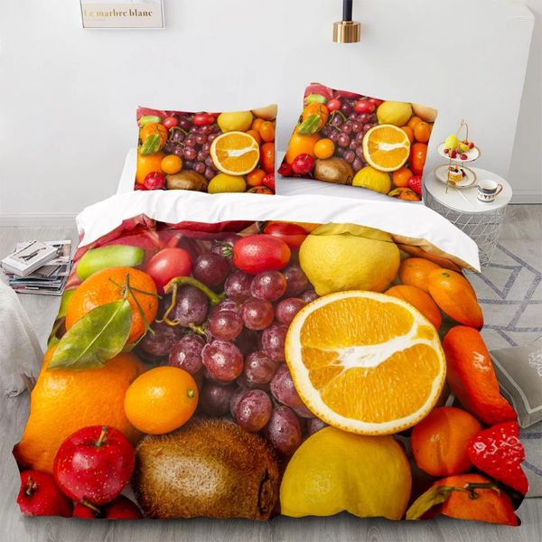Ensembles de literie Fruits Couvercle de couette de motif recommander un ensemble doux 220x240 avec taie d'oreiller pour les textiles de maison de style européen