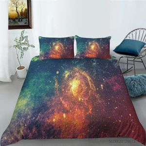 Beddengoed sets Galaxy dekbedoverkapset Multicolor Buiter Universe UNIVERSE STARRY Sky Printing Quilt Glitter 2/3PCS Dropship