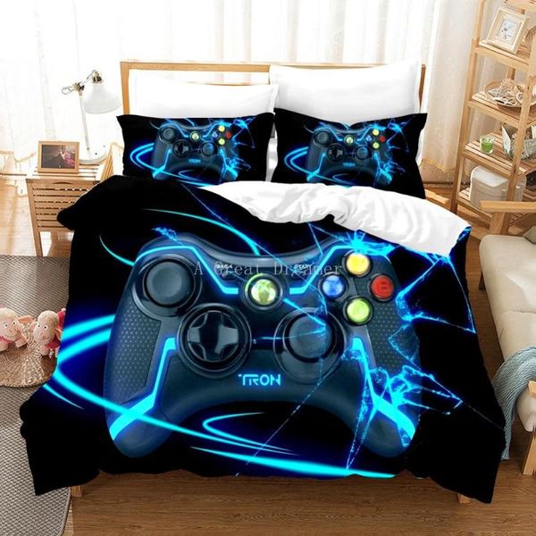 Juegos de cama Juego de consola de juegos para niños Niños Ropa de cama Funda nórdica de dibujos animados Gamepad Edredón Ropa de cama