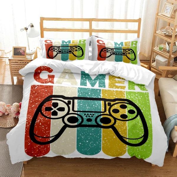 Conjuntos de ropa de cama Mango de juego Gamepad Impresión artística de tres piezas Artículo de moda Niños o adultos para camas Cubiertas de colchas Cubas de almohadas