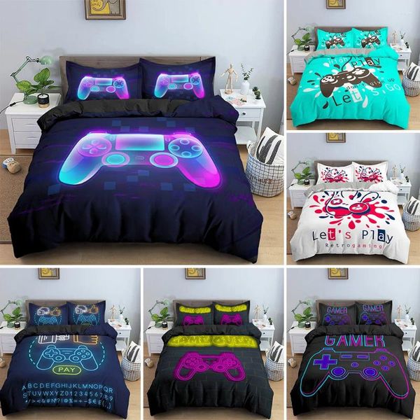 Ensemble de literie GamePad Set Cover Gamer Moder Gamer avec tai-oreiller pour enfants filles dessin animé 3D Ligne de lit imprimé pour décor de chambre à coucher