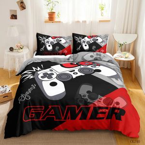 Ensembles de literie Ensembles de literie Gamer pour garçon contrôleur de manette de jeu ensemble de housse de couette King Size jeux vidéo housse de couette adolescents housse de couette en Polyester 231212