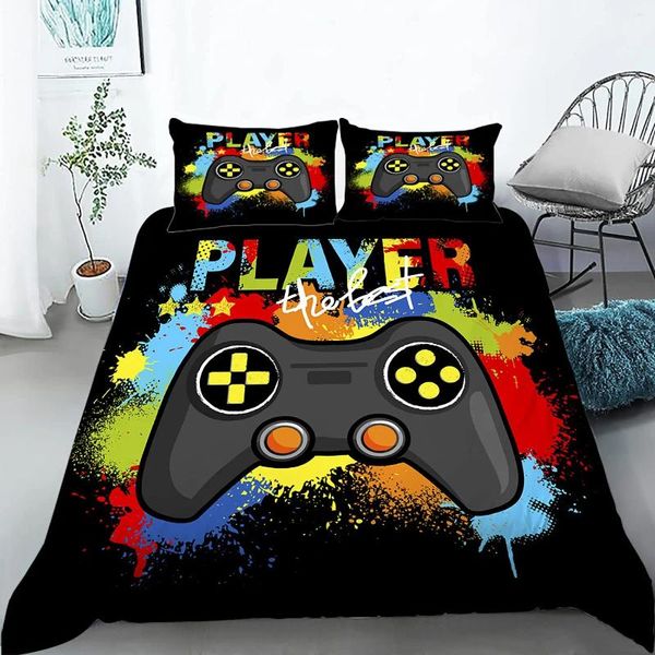 Ensembles de literie Gamer Housse de couette pour garçons Gaming Cool Games Gamepad Teen Cadeaux Contrôleur de jeu vidéo Moderne Dégradé Rouge et Bleu