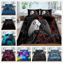 Beddengoedsets Gamer Gamepad Dekbedovertrek Set Voor Jongens Meisjes Kinderen 3D Gaming Geometrische Trooster Kussenslopen Slaapkamer Decor