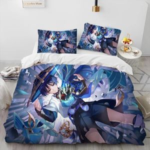 Ensembles de literie Genshin Impact Game Gamer Cartoon Couette Ensemble Housse de couette Lit Couette Taie d'oreiller King Queen Size