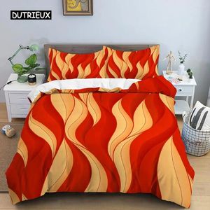 Beddengoedsets Geometrisch dekbedovertrekset Queen Size Rood Geel Gestreept Microfiber Abstract Art Thema Quilt met ritssluiting