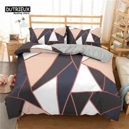 Conjuntos de ropa de cama Conjunto geométrico Microfibra Triángulo abstracto Patrón de mármol Impresión Funda nórdica con fundas de almohada Adolescentes Adultos Decoración de dormitorio