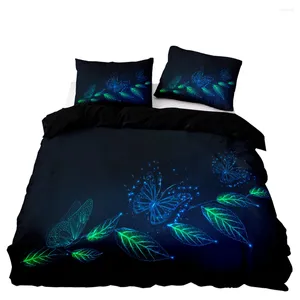 Juego de ropa de cama Hojas brillantes Tapa de edificio de estampado SET SEMPLE DE NEGRO Tamaño gemelo doble con funda de almohada para textiles para el hogar de estilo euro de euro de calidad