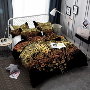 Beddengoed sets gouden zwart floral set slaapkamer decor jongens mannen geschenken dekbed dekbed dekking dekbed 2/3 stuks bedsprea kussenslopen