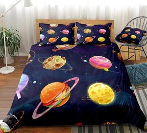 Conjuntos de ropa de cama Gourmet Planet Juego de funda nórdica Ropa de cama Estilo lindo para niños Niños Colcha Textiles para el hogar Camas de microfibra
