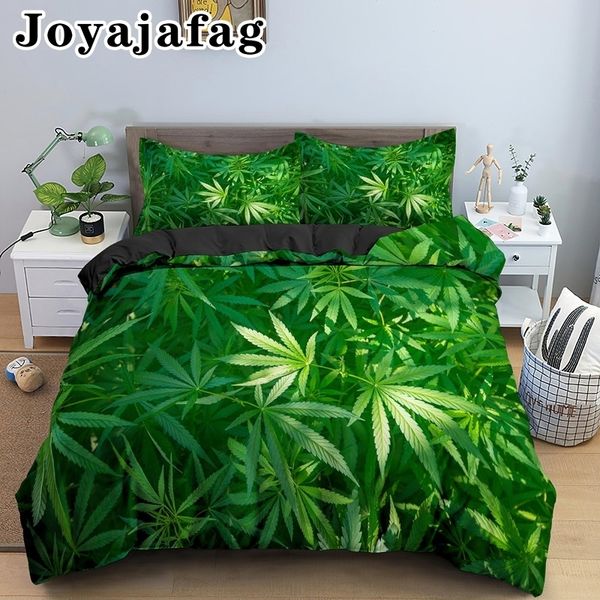 Juegos de cama Green Nature Weed Leaves Luxury Set 2 3Pcs Funda nórdica para adultos Single Double King Queen Size Ropa de cama Textiles para el hogar 230609