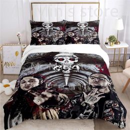 Beddengoed sets grey59 G59 SuicideBoys-serie bedrukte lakens en quilt covers driedelige set voor een goede nachtrust warm comfortabel