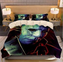 Beddengoedsets Halloween Michael Myers 3D-geprinte melkfluwelen set dekbedovertrekken kussenslopen dekbedovertrek (US/EU/AU-maten) 3