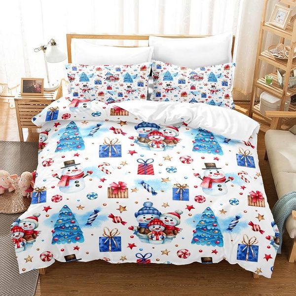 Ensembles de literie Ensemble de housse de couette Happy Christmas Impression numérique 3d Linge de lit Design de mode Couette