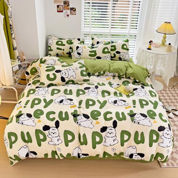 Ensembles de literie Happy Little Dog Pattern Housse de couette 200x200 avec taie d'oreiller Double King Bed Quilt Blanket