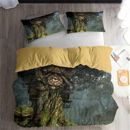 Beddengoed stelt Helengili 3d Set Forest Dreamland Print dekbedoverkapsbeestjes met kussensloopbed Home Textiles #MJSL-58